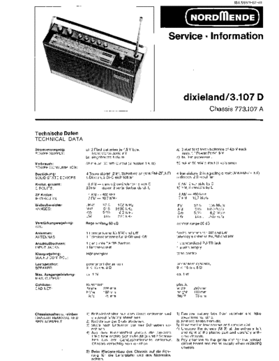 Nordmende dixieland 3.107 service manual