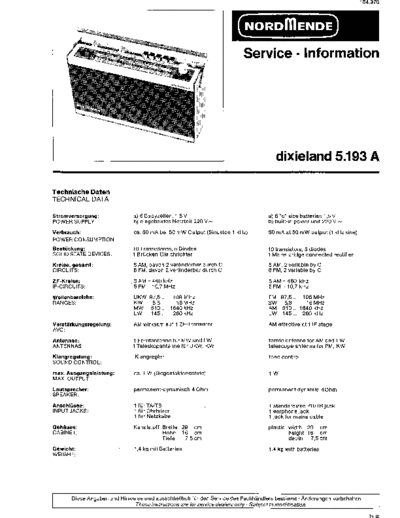 Nordmende dixieland 5.193 A service manual