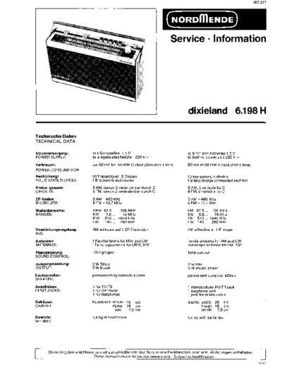 Nordmende dixieland 6.198 H service manual