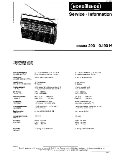 Nordmende essex 203 service manual