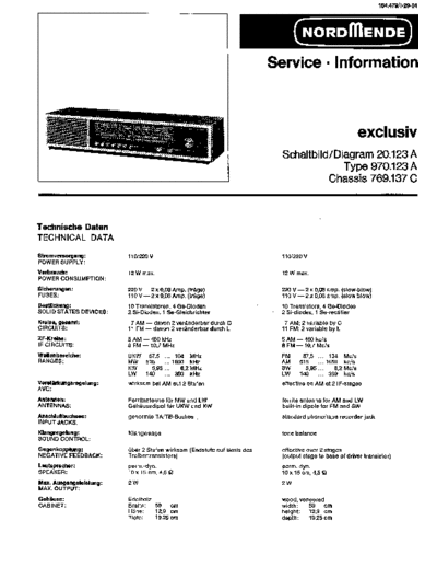 Nordmende exclusiv 20.123A service manual