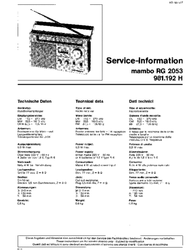 Nordmende Mambo RG 2053 service manual