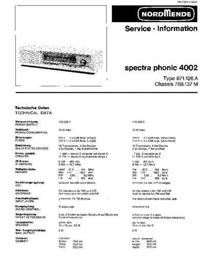 Nordmende spectra phonic 4002 service manual