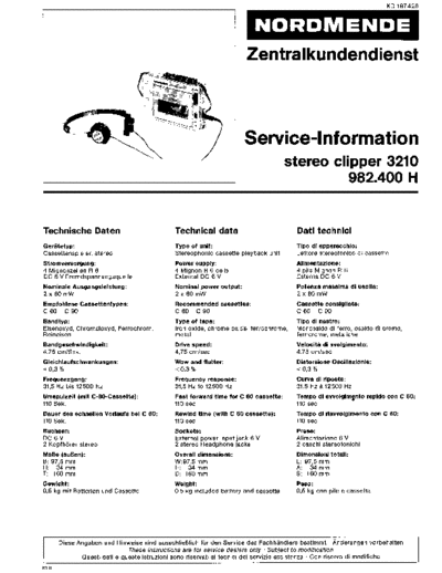 Nordmende Stereo Clipper 3210 service manual