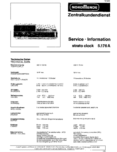 Nordmende strato clock 5.176A service manual