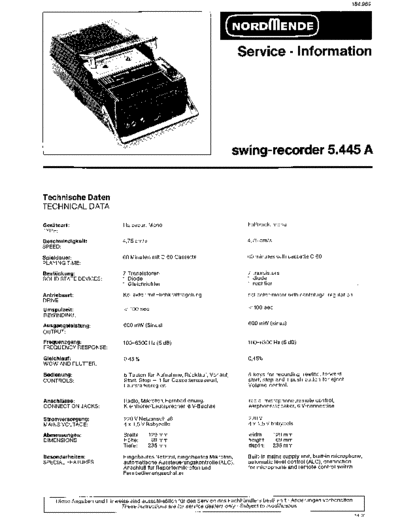 Nordmende swing-recorder 5.445A service manual