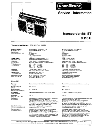 Nordmende Transcorder 881 ST 9.116H service manual