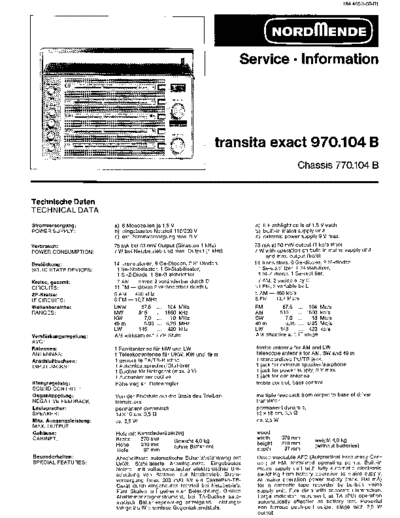 Telefunken Transita exact 970.104 B service manual