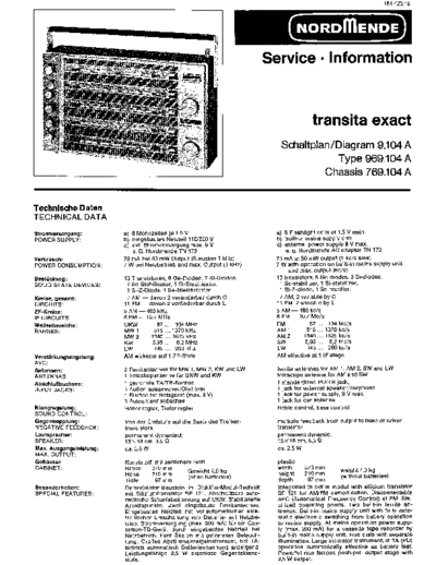 Nordmende transita exact 9.104 A service manual