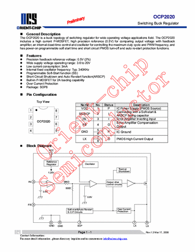 Orient-chip OCP2030 Switching Buck Regulator