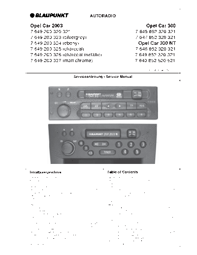 Blaupunkt Car300, Car2003 Service Manual