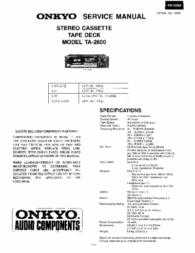 ONKYO TA-2600 TAPE DECK