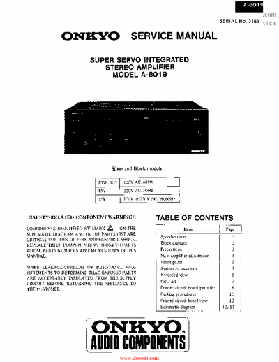 Onkyo A8019 integrated amplifier