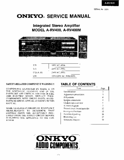 Onkyo ARV400 integrated amplifier