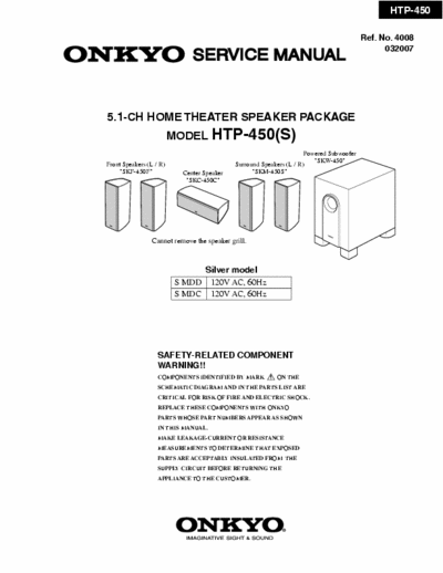 Onkyo HTP450 active speakers system