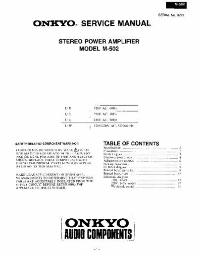 Onkyo M502 power amplifier