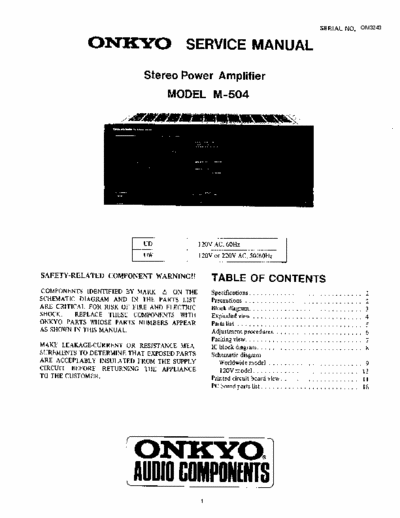 Onkyo M504 power amplifier