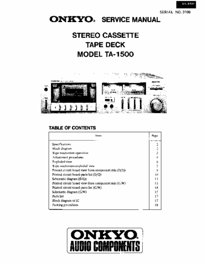 Onkyo TA1500 cassette deck