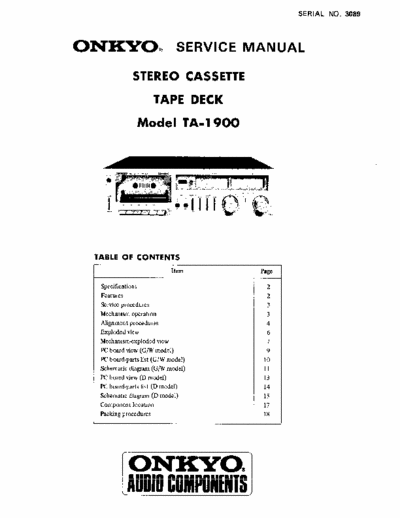 Onkyo TA1900 cassette deck