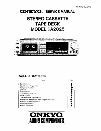 Onkyo TA2025 cassette deck
