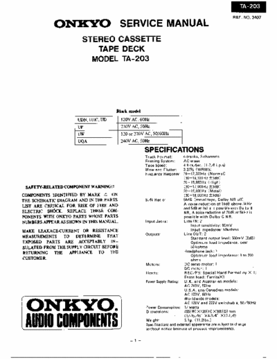 Onkyo TA203 cassette deck