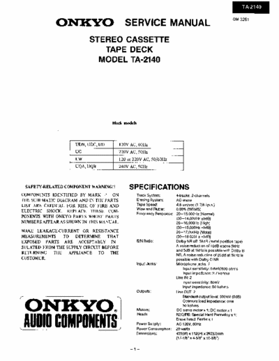 Onkyo TA2140 cassette deck