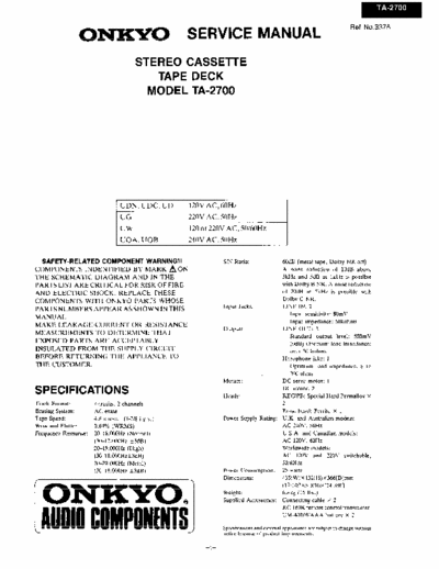 Onkyo TA2700 cassette deck