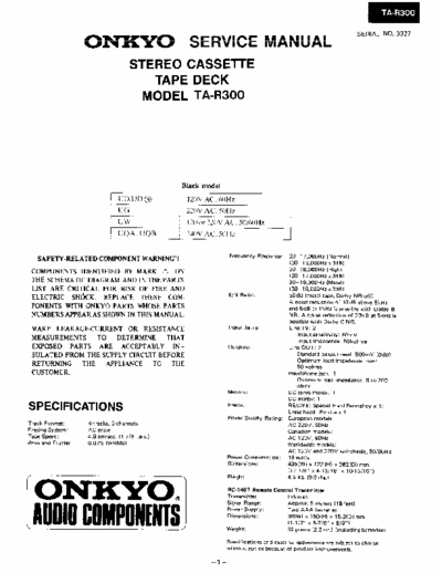 Onkyo TAR300 cassette deck