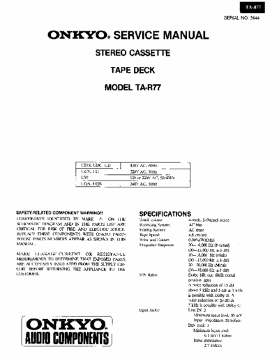Onkyo TAR77 cassette deck