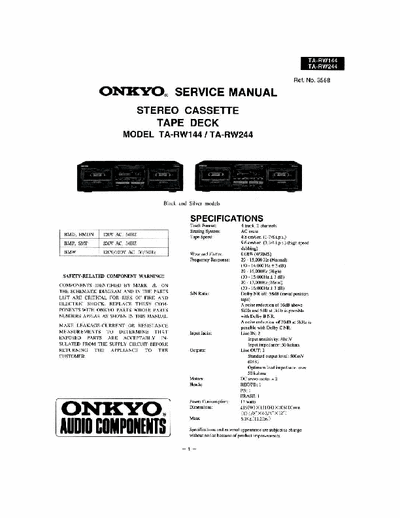 Onkyo TARW144, TARW244 cassette deck