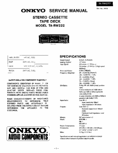 Onkyo TARW222 cassette deck