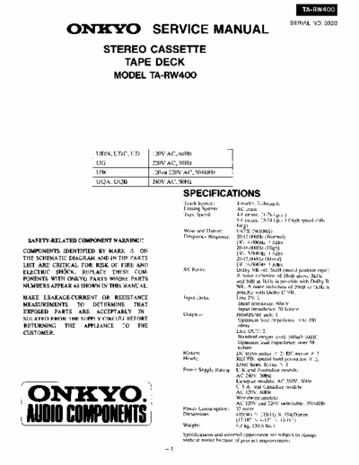 Onkyo TARW400 cassette deck