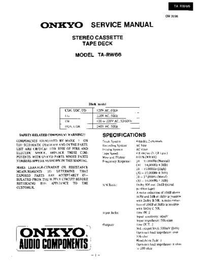Onkyo TARW66 cassette deck