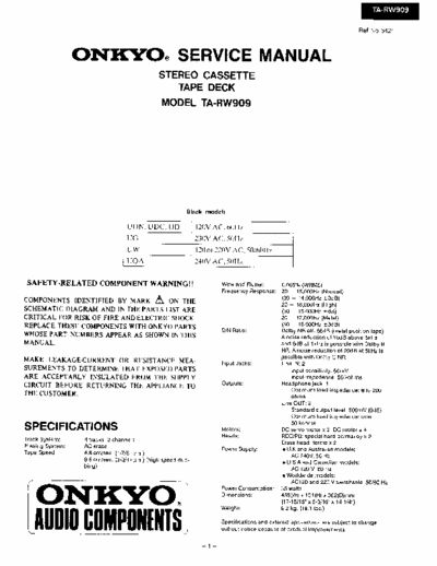 Onkyo TARW909 cassette deck