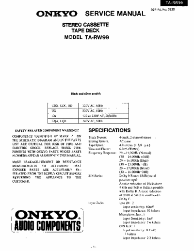 Onkyo TARW99 cassette deck