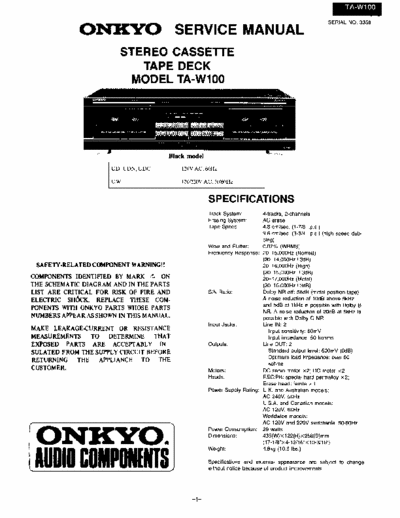 Onkyo TAW100 cassette deck
