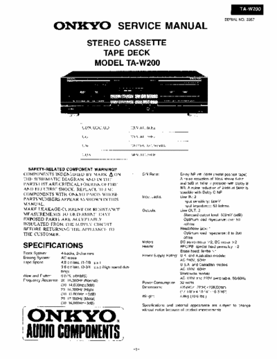 Onkyo TAW200 cassette deck