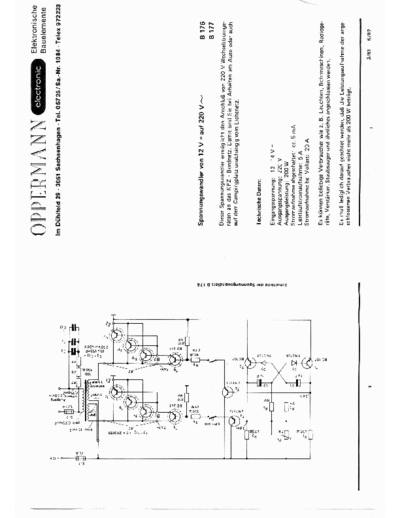 Oppermann B176 / B177 Spannungswandler von 12 V = auf 220V ~
Converter 12V = → 220 V ~