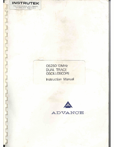 Advance OS250 Usermanual and schematic diagram of Advance OS250 oscilloscope. Year 1974