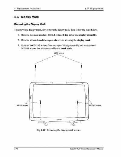 Toshiba P20 Replacement Procedures - 3 File [pag. 44, 31, 7]