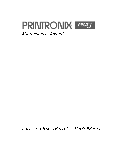 Printronix P7000 series P7000 maintenance manual part1