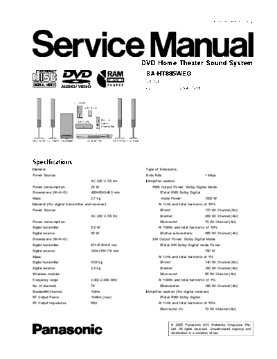 PANASONIC HT885WEG S.MANUAL