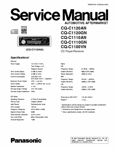 PANASONIC CQ-C1100,C1110,C1120 S.M.