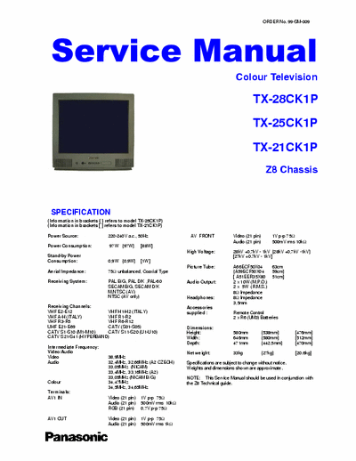 PANASONIC TX-28CK1P,25CK1P,21CK1P S.M.