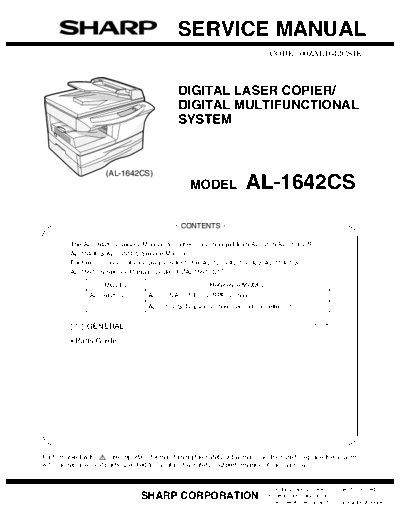 Sharp AL-1642CS PARTS GUIDE AL-1642CS