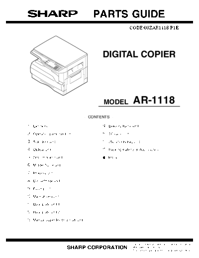 Sharp AR-1118 PARTS GUIDE AR-1118