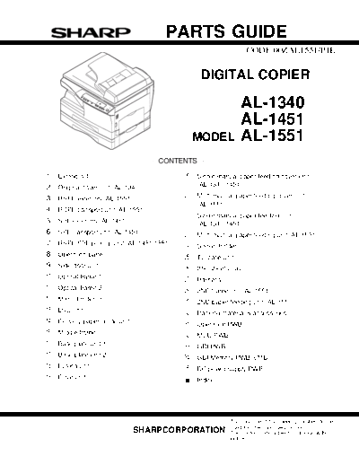 Sharp  PARTS GUIDE do AL-1340, AL-1451, AL-1551