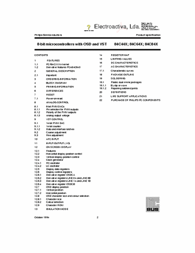 Philips PCA84C84xx 8-bit microcontroller with OSD and VST