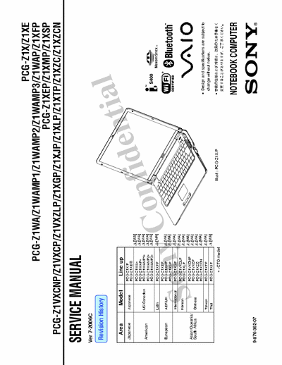 Sony PCG-Z1 PCG-Z1 series notebook factory service manual
