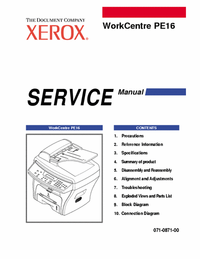 XEROX Workcenter pe16 xerox pe16 service manual